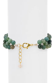 Moss Agate 6mm Beads Braided Bracelet - GF