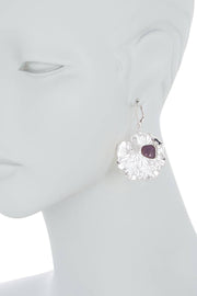 Amethyst & Lotus Leaf Drop Earrings - SF