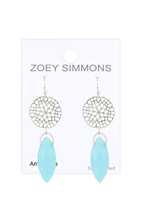 Amazonite & Filigree Daisy Drop Earrings - SF