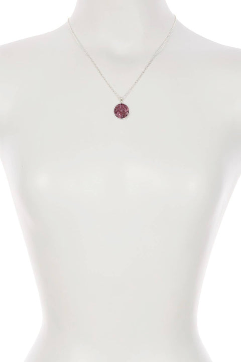 Garnet Round Shaped Pendant Necklace - SF