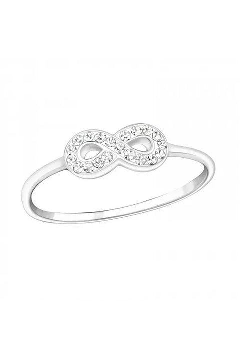 Sterling Silver Infinity Ring With Crystal - SS