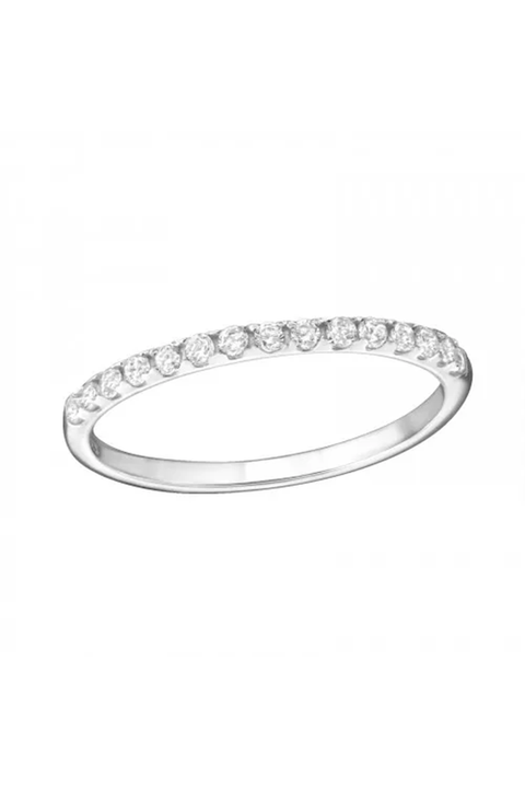 Sterling Silver Band Ring With CZ - SS