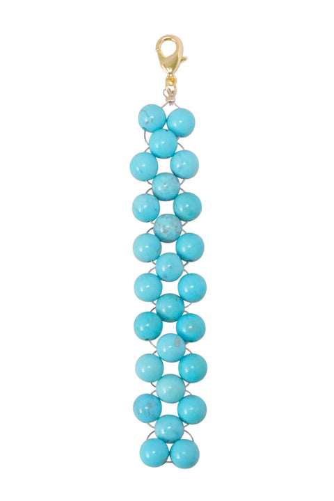 Stabilized Turquoise 8mm Mala Beads Braided Keychain - SF/GF