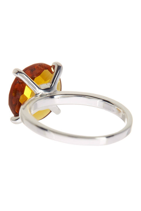 Amber Crystal Prong Set Round Ring - SF