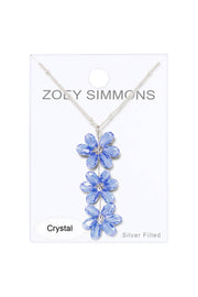 Tanzanite Austrian Crystal Flower Pendant Necklace - SF