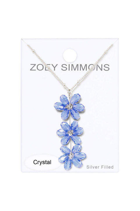 Tanzanite Austrian Crystal Flower Pendant Necklace - SF