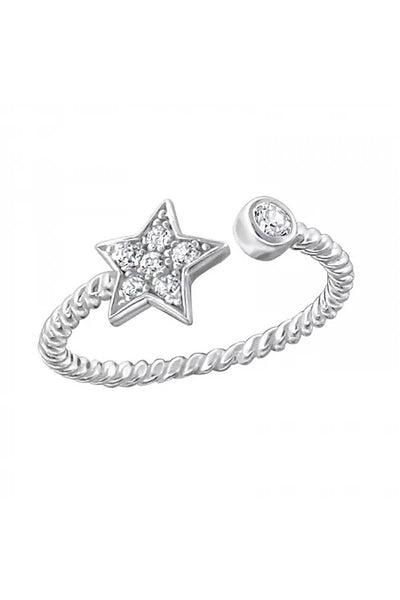 Sterling Silver Shooting Star Ring With CZ - SS