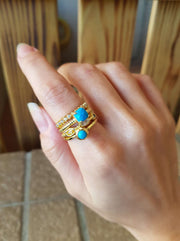 Turquoise & CZ Stack Ring Set - GF