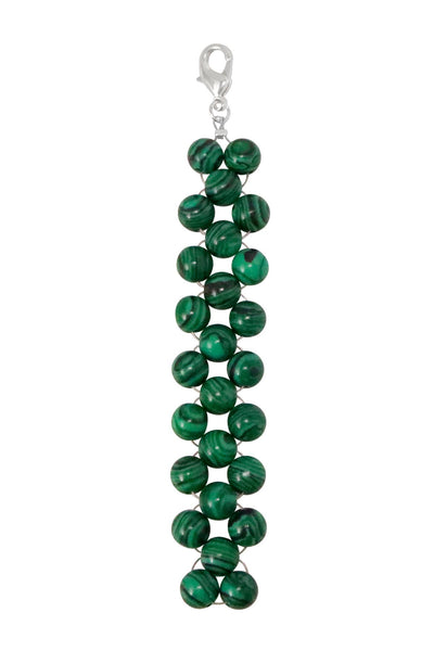 Malachite 8mm Mala Beads Braided Keychain - SF/GF