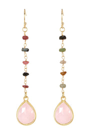 Rose Quartz & Mixed Stone Drop Earrings - GF