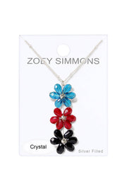 Mixed Austrian Crystal Flower Bloom Pendant Necklace - SF