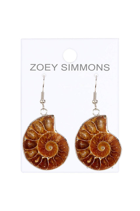 Natural Ammonite Drop Earrings - SF