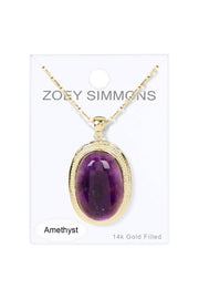 Amethyst Oval Pendant Necklace - GF