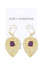 Amethyst Leaf Drop Earrings - GF