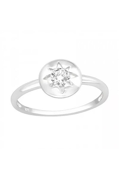 Sterling Silver Star Ring with CZ - SS