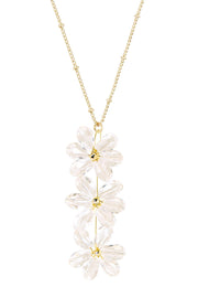 Clear Austrian Crystal Flower Bloom Pendant Necklace - GF