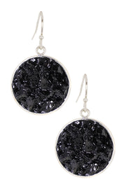 Hematite Round Shaped Drop Earrings - SF