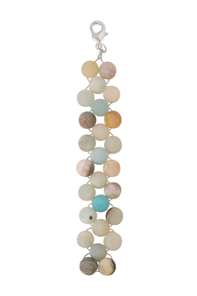 Matte Amazonite 8mm Mala Beads Braided Keychain - SF/GF