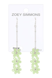 Green Austrian Crystal Flower Bloom Drop Earrings - SF