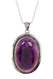 Amethyst Oval Pendant Necklace - SF