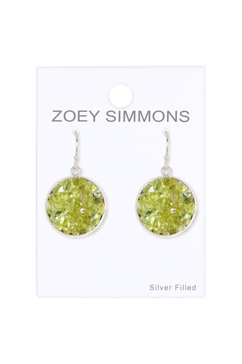 Peridot Round Shaped Drop Earrings - SF