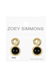 Black Onyx Spiral Stud Earrings In Gold - GF