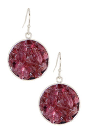 Garnet Round Shaped Drop Earrings - SF