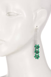 Emerald Austrian Crystal Flower Bloom Drop Earrings - SF