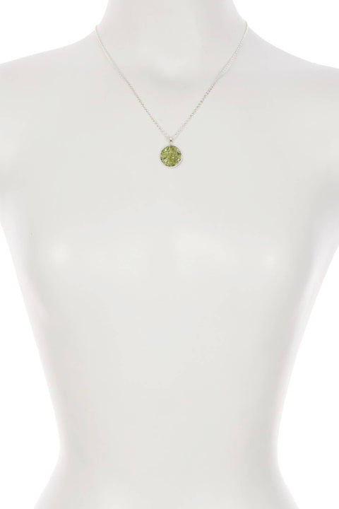 Peridot Round Shaped Pendant Necklace - SF