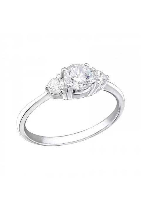 Sterling Silver Triplet CZ Ring - SS