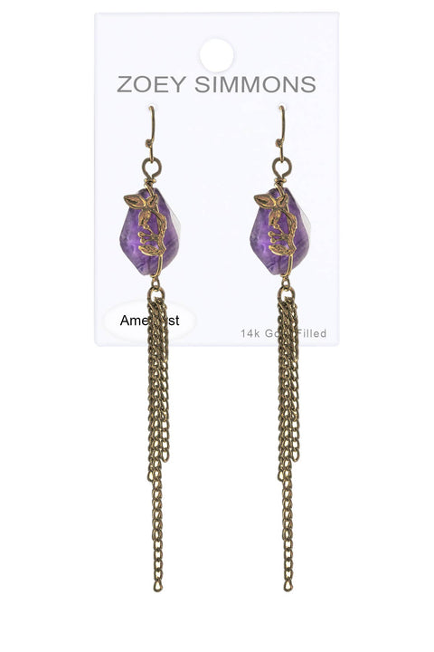 Amethyst Vintage Blossom Tassel Earrings - AG