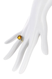 Amber Crystal Prong Set Round Ring - GF