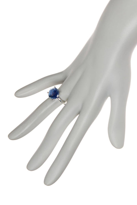 London Blue Crystal Prong Set Round Ring - SF