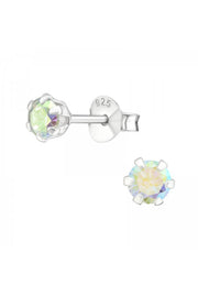 Sterling Silver Round 4mm Ear Studs With Cubic Zirconia - SS