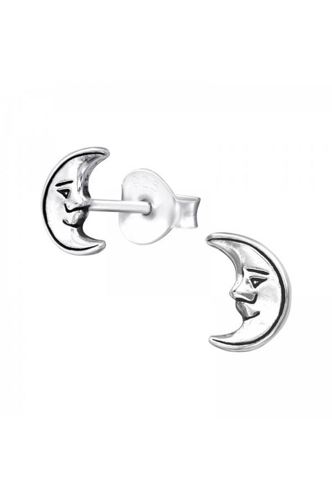 Sterling Silver Crescent Moon Ear Studs - SS