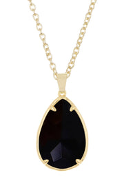 Black Onyx Pear Cut Pendant Necklace - GF