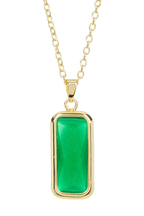 Green Chalcedony Crystal Necklace - GF