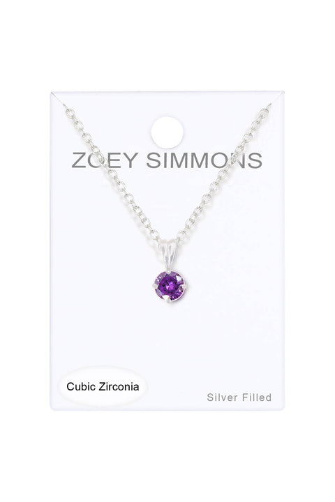 Amethyst CZ Charm Necklace - SF