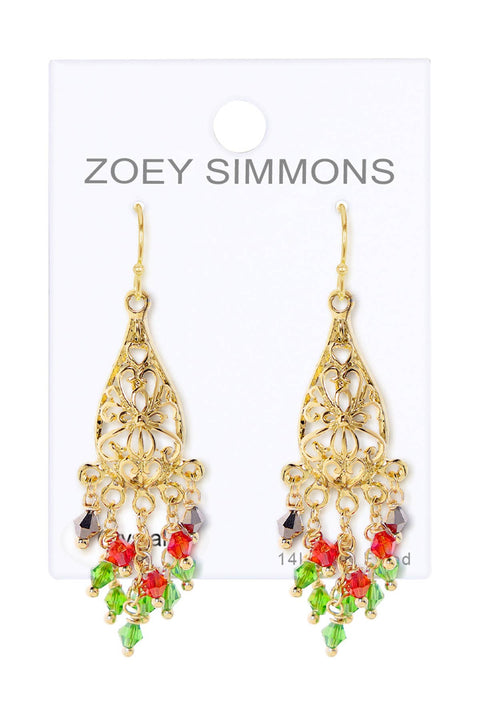 Mixed Austrian Crystal Filigree Christmas Earrings - GF