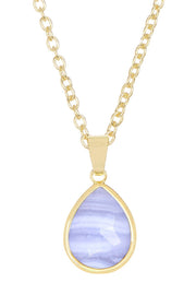 Blue Lace Agate Pendant Necklace - GF