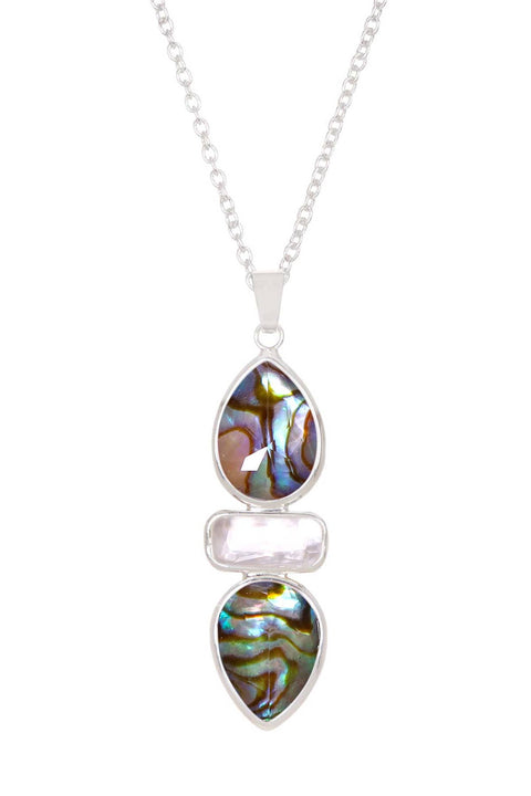 Abalone With Pearl Pendant Necklace - SF