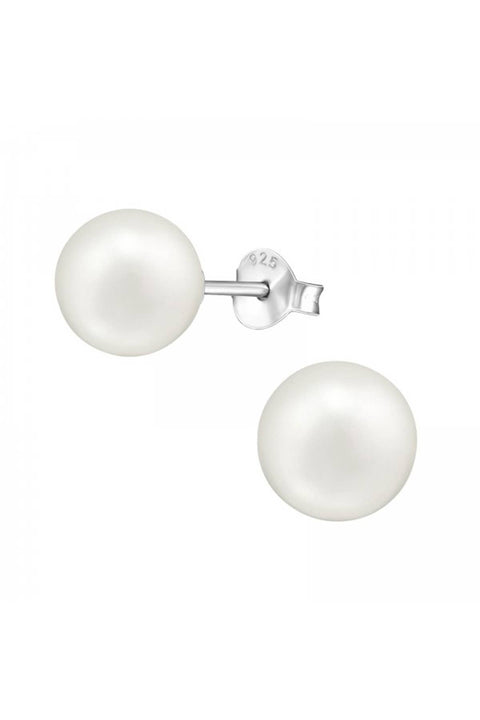 Glass Pearl 8mm Ear Studs - SS