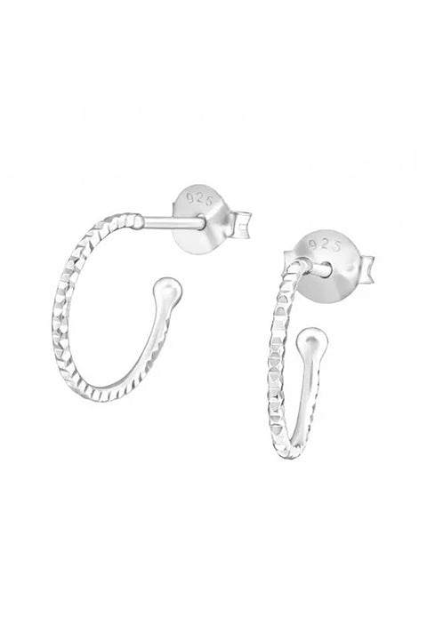 Sterling Silver Half Hoop Ear Studs - SS