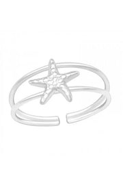 Sterling Silver Starfish Adjustable Toe Ring - SS