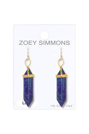 Lapis Hexagonal Prism Dangle Earrings - GF