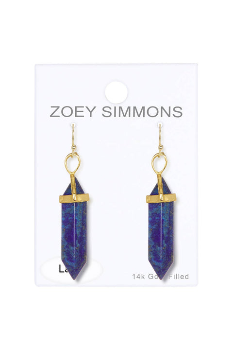 Lapis Hexagonal Prism Dangle Earrings - GF