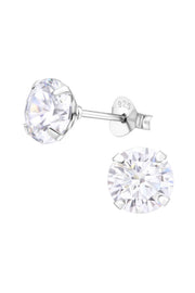 Sterling Silver Round 7mm Ear Studs With Cubic Zirconia - SS