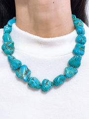 Turquoise & Silver Plated Santa Fe Necklace - SF