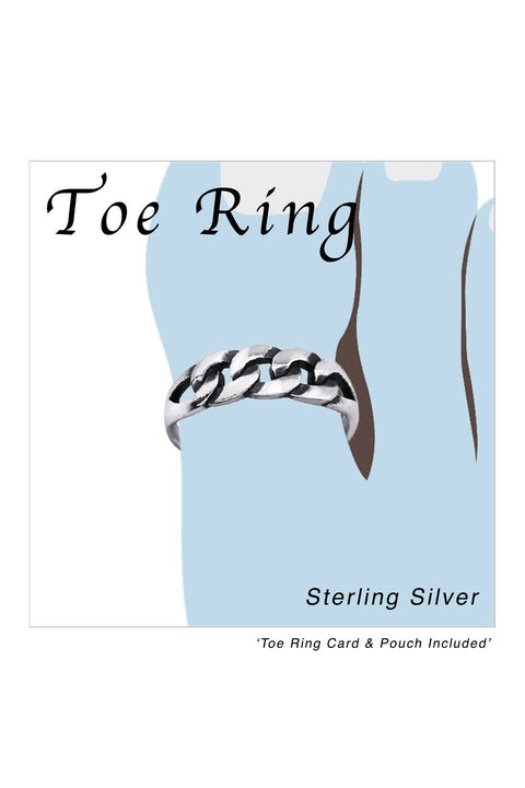 Sterling Silver Patterned Adjustable Toe Ring - SS