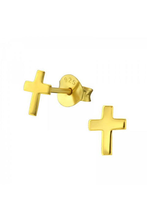 Sterling Silver Cross Ear Studs - VM